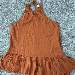 BP Women's Sleeveless Ruffle Hem Top - Orange